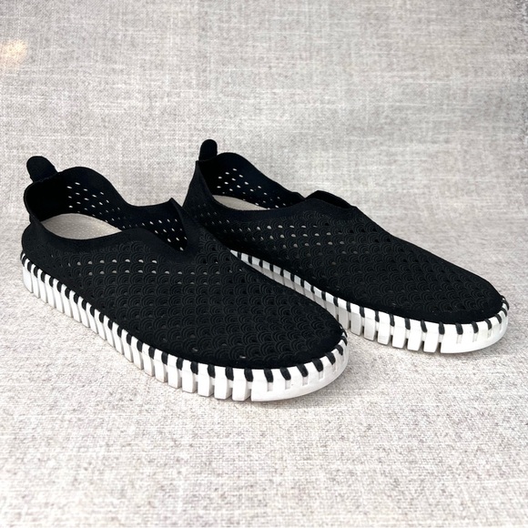 Ilse Jacobsen black Hornbaek Tulip sneakers slip on shoes sz 38 (8) comfort flat - Picture 1 of 8